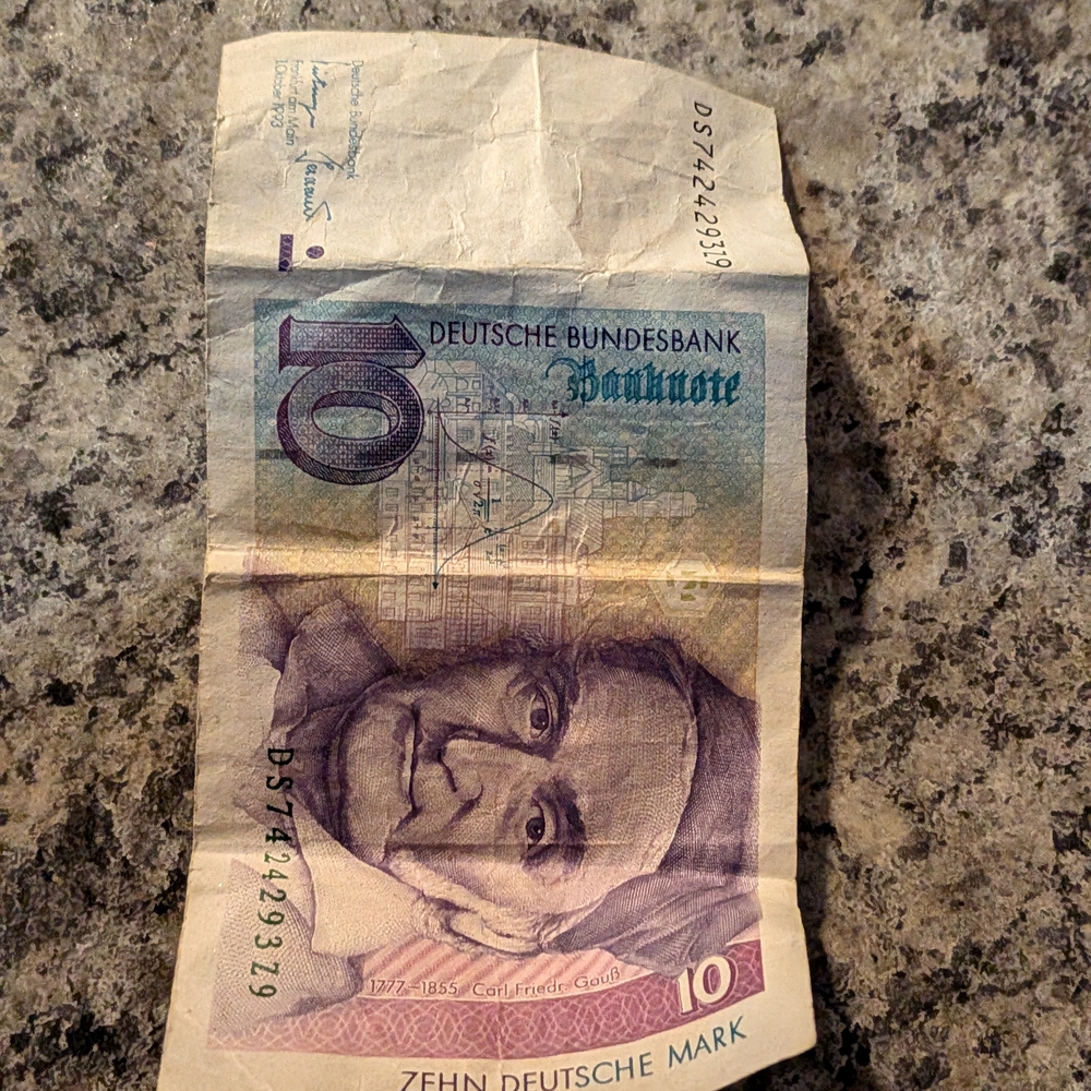 Vintage 10 Deutsche Mark Banknote - Purple and Blue